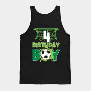 4th Birthday Boy Soccer Funny B-day Gift For Boys Kids Tank Top